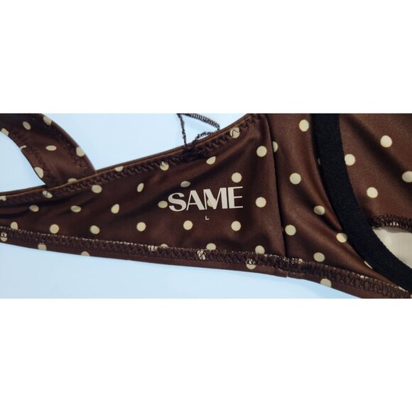 SAME NWT Los Angeles Brown Polka Dot Bikini Set - Picture 6 of 13